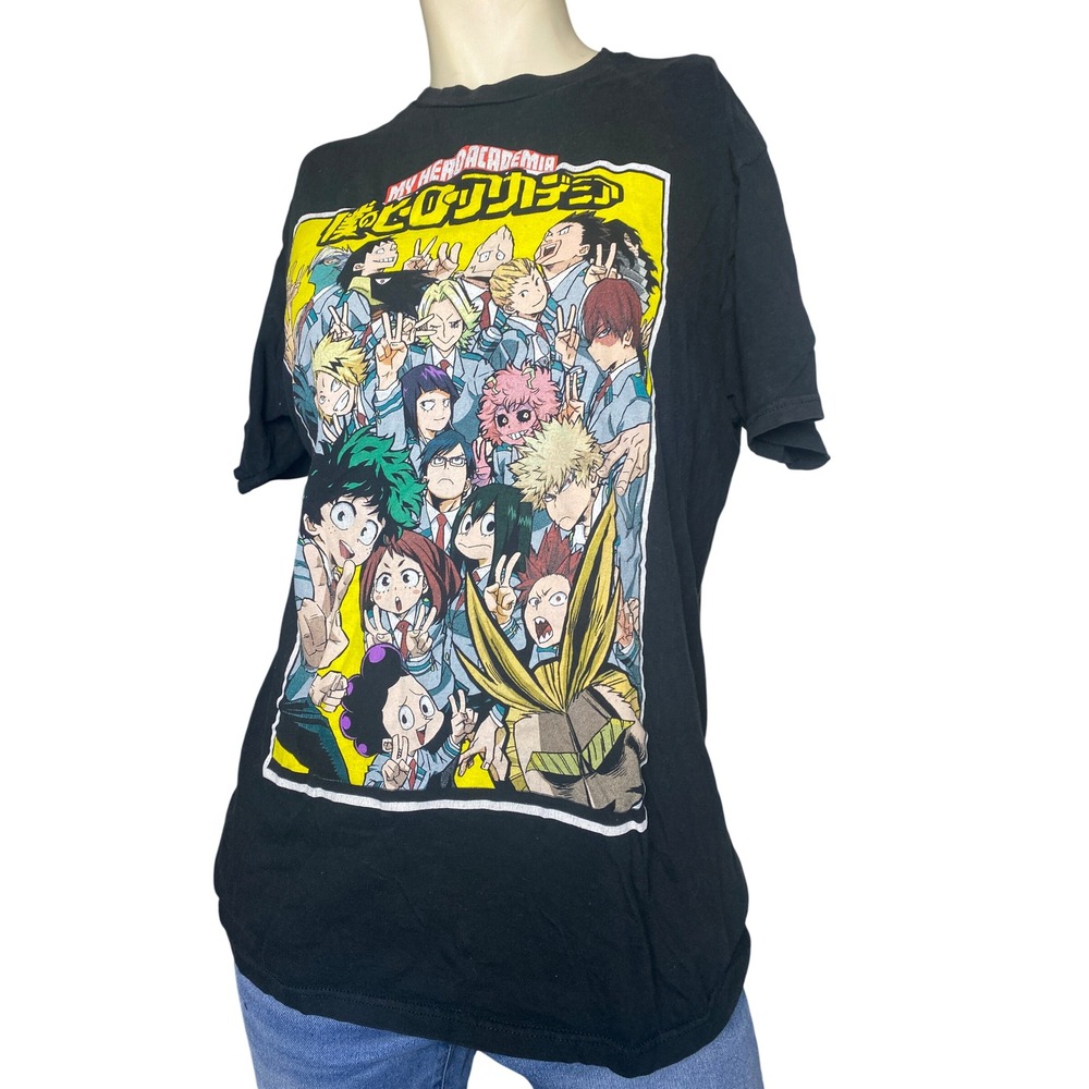 My Hero Academia Deku Izuku Midoriya Black Graphic T-Shirt Large Anime L